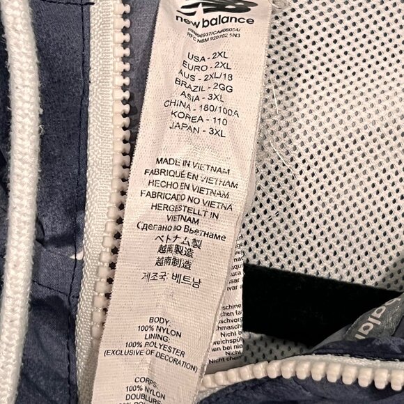 New Balance Women Blue & White Abstract Hooded Windbreaker, 2X - Picture 8 of 9